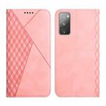 For Samsung Galaxy S20 FE Diamond Pattern Splicing Skin Feel Magnetic Horizontal Flip Leather Case with Card Slots & Holder & Wallet(Rose Gold)