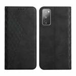 For Samsung Galaxy S20 FE Diamond Pattern Splicing Skin Feel Magnetic Horizontal Flip Leather Case with Card Slots & Holder & Wallet(Black)