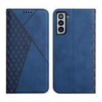 For Samsung Galaxy S21 5G Diamond Pattern Splicing Skin Feel Magnetic Horizontal Flip Leather Case with Card Slots & Holder & Wallet(Blue)