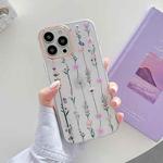 Flowers Pattern Dual-side Laminating Soft TPU Protective Case For iPhone 13(Purple)
