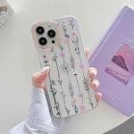 Flowers Pattern Dual-side Laminating Soft TPU Protective Case For iPhone 13 Pro Max(Purple)