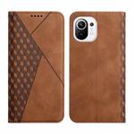 For Xiaomi Mi 11 Lite Diamond Pattern Splicing Skin Feel Magnetic Horizontal Flip Leather Case with Card Slots & Holder & Wallet(Brown)
