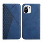 For Xiaomi Mi 11 Lite Diamond Pattern Splicing Skin Feel Magnetic Horizontal Flip Leather Case with Card Slots & Holder & Wallet(Blue)