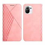 For Xiaomi Mi 11 Diamond Pattern Splicing Skin Feel Magnetic Horizontal Flip Leather Case with Card Slots & Holder & Wallet(Rose Gold)