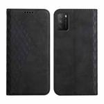 For Xiaomi Poco M3 / Redmi 9T Diamond Pattern Splicing Skin Feel Magnetic Horizontal Flip Leather Case with Card Slots & Holder & Wallet(Black)