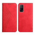 For Xiaomi Mi 10T Pro 5G / Mi 10T 5G Diamond Pattern Splicing Skin Feel Magnetic Horizontal Flip Leather Case with Card Slots & Holder & Wallet(Red)