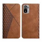 For Xiaomi Redmi Note 10 4G Diamond Pattern Splicing Skin Feel Magnetic Horizontal Flip Leather Case with Card Slots & Holder & Wallet(Brown)