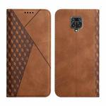 For Xiaomi Redmi Note 9 Pro Diamond Pattern Splicing Skin Feel Magnetic Horizontal Flip Leather Case with Card Slots & Holder & Wallet(Brown)
