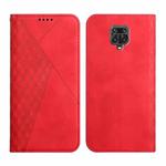 For Xiaomi Redmi Note 9 Pro Diamond Pattern Splicing Skin Feel Magnetic Horizontal Flip Leather Case with Card Slots & Holder & Wallet(Red)