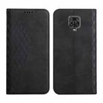 For Xiaomi Redmi Note 9 Pro Diamond Pattern Splicing Skin Feel Magnetic Horizontal Flip Leather Case with Card Slots & Holder & Wallet(Black)