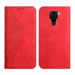 For Xiaomi Redmi Note 9 Diamond Pattern Splicing Skin Feel Magnetic Horizontal Flip Leather Case with Card Slots & Holder & Wallet(Red)