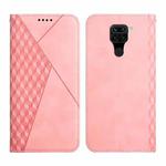 For Xiaomi Redmi Note 9 Diamond Pattern Splicing Skin Feel Magnetic Horizontal Flip Leather Case with Card Slots & Holder & Wallet(Rose Gold)