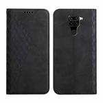 For Xiaomi Redmi Note 9 Diamond Pattern Splicing Skin Feel Magnetic Horizontal Flip Leather Case with Card Slots & Holder & Wallet(Black)