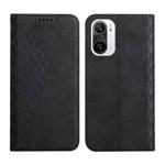 For Xiaomi Redmi K40 Diamond Pattern Splicing Skin Feel Magnetic Horizontal Flip Leather Case with Card Slots & Holder & Wallet(Black)