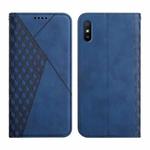 For Xiaomi Redmi 9A Diamond Pattern Splicing Skin Feel Magnetic Horizontal Flip Leather Case with Card Slots & Holder & Wallet(Blue)