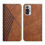 For Xiaomi Redmi Note 10 Pro Diamond Pattern Splicing Skin Feel Magnetic Horizontal Flip Leather Case with Card Slots & Holder & Wallet(Brown)