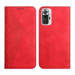 For Xiaomi Redmi Note 10 Pro Diamond Pattern Splicing Skin Feel Magnetic Horizontal Flip Leather Case with Card Slots & Holder & Wallet(Red)