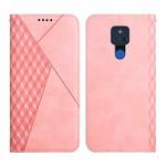 For Motorola Moto G Play 2021 Diamond Pattern Splicing Skin Feel Magnetic Horizontal Flip Leather Case with Card Slots & Holder & Wallet(Rose Gold)