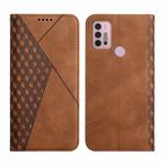 For Motorola Moto G30 / G10 Diamond Pattern Splicing Skin Feel Magnetic Horizontal Flip Leather Case with Card Slots & Holder & Wallet(Brown)