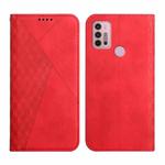 For Motorola Moto G30 / G10 Diamond Pattern Splicing Skin Feel Magnetic Horizontal Flip Leather Case with Card Slots & Holder & Wallet(Red)