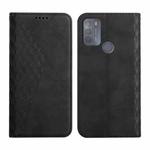 For Motorola Moto G50 Diamond Pattern Splicing Skin Feel Magnetic Horizontal Flip Leather Case with Card Slots & Holder & Wallet(Black)