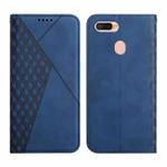 For OPPO A7 / A5s / A12 Diamond Pattern Splicing Skin Feel Magnetic Horizontal Flip Leather Case with Card Slots & Holder & Wallet(Blue)