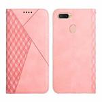For OPPO A7 / A5s / A12 Diamond Pattern Splicing Skin Feel Magnetic Horizontal Flip Leather Case with Card Slots & Holder & Wallet(Rose Gold)