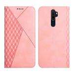 For OPPO A9 2020 Diamond Pattern Splicing Skin Feel Magnetic Horizontal Flip Leather Case with Card Slots & Holder & Wallet(Rose Gold)