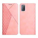 For OPPO A52 / A72 / A92 Diamond Pattern Splicing Skin Feel Magnetic Horizontal Flip Leather Case with Card Slots & Holder & Wallet(Rose Gold)