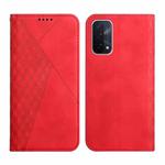 For OPPO A74 5G / A93 5G / A54 5G Diamond Pattern Splicing Skin Feel Magnetic Horizontal Flip Leather Case with Card Slots & Holder & Wallet(Red)