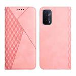 For OPPO A74 5G / A93 5G / A54 5G Diamond Pattern Splicing Skin Feel Magnetic Horizontal Flip Leather Case with Card Slots & Holder & Wallet(Rose Gold)