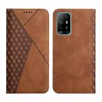 For OPPO A94 5G / F19 Pro+ 5G Diamond Pattern Splicing Skin Feel Magnetic Horizontal Flip Leather Case with Card Slots & Holder & Wallet(Brown)