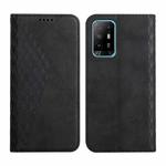 For OPPO A94 5G / F19 Pro+ 5G Diamond Pattern Splicing Skin Feel Magnetic Horizontal Flip Leather Case with Card Slots & Holder & Wallet(Black)