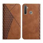 For OPPO Realme 6i / 5 Diamond Pattern Splicing Skin Feel Magnetic Horizontal Flip Leather Case with Card Slots & Holder & Wallet(Brown)