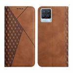 For OPPO Realme 8 / 8 Pro Diamond Pattern Splicing Skin Feel Magnetic Horizontal Flip Leather Case with Card Slots & Holder & Wallet(Brown)