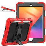 For iPad 10.2 2021 / 2020 / 2019 Shockproof Colorful Silica Gel + PC Protective Case with Holder & Shoulder Strap(Red)