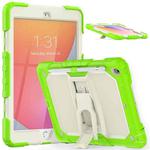 For iPad 10.2 2021 / 2020 / 2019 Shockproof Colorful Silica Gel + PC Protective Case with Holder & Shoulder Strap(Yellow Green)