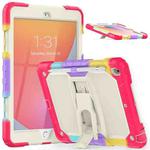 For iPad 10.2 2021 / 2020 / 2019 Shockproof Colorful Silica Gel + PC Protective Case with Holder & Shoulder Strap(Colorful Red)