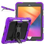 For iPad 10.2 2021 / 2020 / 2019 Shockproof Colorful Silica Gel + PC Protective Case with Holder & Shoulder Strap(Purple)