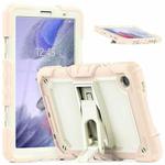 Shockproof Colorful Silica Gel + PC Protective Case with Holder & Shoulder Strap For Samsung Galaxy A7 Lite T220 / T225(Rose Gold)