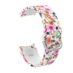 For Samsung Galaxy Watch4 / Watch4 Classic Silicone Printing Watch Band(White Background Flowers)