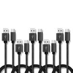 5 PCS USB to USB-C / Type-C Nylon Braided Charging Data Transmission Cable, Cable Length:1m(Black)