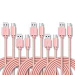 5 PCS USB to USB-C / Type-C Nylon Braided Charging Data Transmission Cable, Cable Length:2m(Pink)