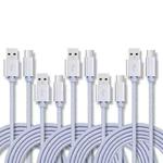 5 PCS USB to USB-C / Type-C Nylon Braided Charging Data Transmission Cable, Cable Length:2m(Silver)