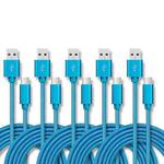 5 PCS USB to USB-C / Type-C Nylon Braided Charging Data Transmission Cable, Cable Length:3m(Blue)