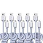 5 PCS USB to USB-C / Type-C Nylon Braided Charging Data Transmission Cable, Cable Length:3m(Silver)