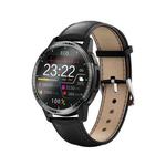 H9 1.28 inch Color Screen Life Waterproof Smart Watch, Support Sleep Monitor / Heart Rate Monitor / Body Temperature Monitor / ECG+ECG Monitor, Style: Leather Strap(Black)