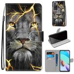 For Xiaomi Redmi 10 Coloured Drawing Cross Texture Horizontal Flip PU Leather Case with Holder & Card Slots & Wallet & Lanyard(Fission Lion)