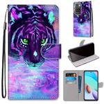 For Xiaomi Redmi 10 Coloured Drawing Cross Texture Horizontal Flip PU Leather Case with Holder & Card Slots & Wallet & Lanyard(Tiger Drinking Water)