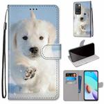 For Xiaomi Redmi 10 Coloured Drawing Cross Texture Horizontal Flip PU Leather Case with Holder & Card Slots & Wallet & Lanyard(Snow Puppy)